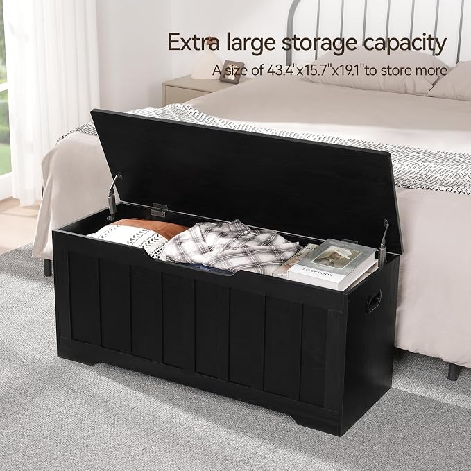 VANKILEY 43.3" Storage Chest Extra Large, Storage Bench.(Black)
