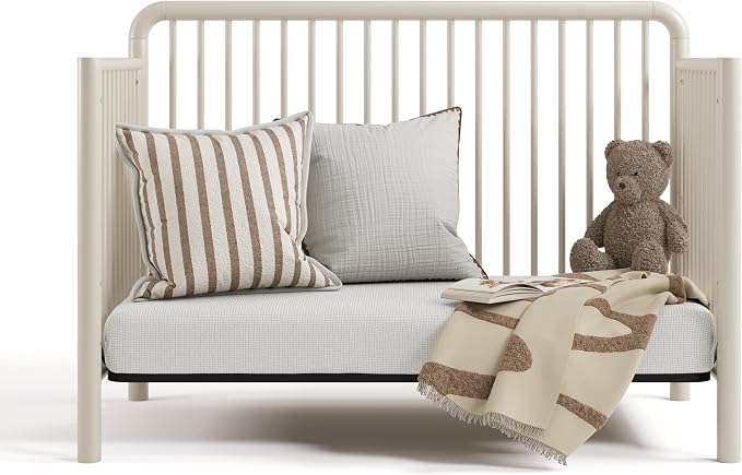 Storkcraft Porto 5-in-1 Convertible Crib and Toddler Guardrail, Frosted Oat