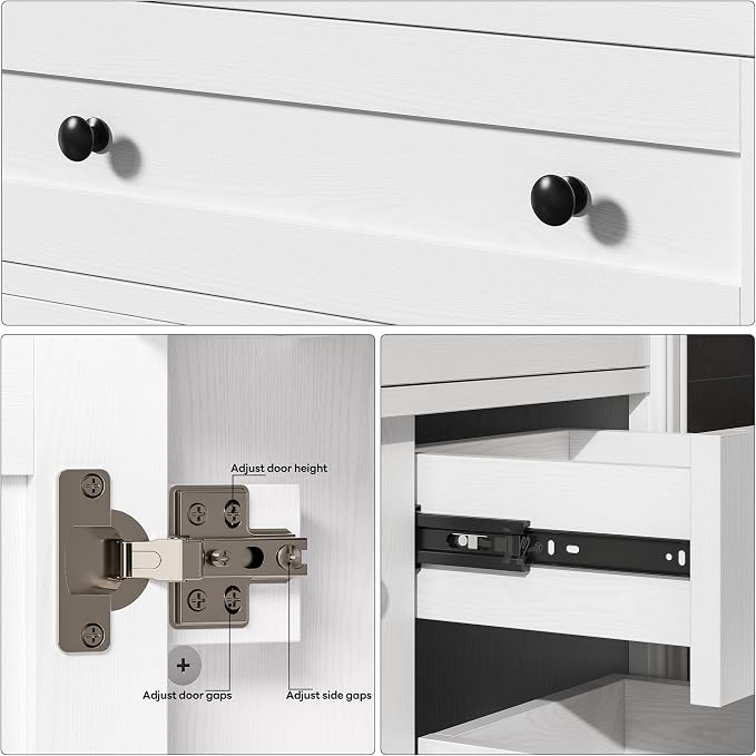 LIKIMIO 36 Inch Bathroom Vanity with Sink, Adjustable Solid Wood Legs | Modern Bathroom Storage Cabinet with Towel Holder, Tip-Out Drawer, 2 Drawers & Adjustable Shelf, Nature