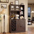 Garvee Coffee Bar Cabinet with Power Outlet & Exquisite Barn Doors, Sideboard Buffet Cabinet with Wine Bottle Rack, Storage Cabinet for Kitchen, Dining Room