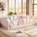 Bellemave Twin Upholstered Montessori Floor Bed with Storage Pocket,Pink