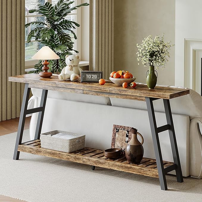 ChooChoo 70.9 Inch Long Console Tables for Entryway, Hallway Table, 2-Tier