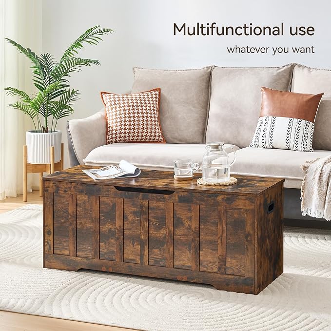 VANKILEY 47.2" Storage Chest Extra Large, Storage Bench(Rustic Brown)