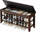 Homleke 39.4" Wide Solid Wood Shoe Rack Bench with Flip-Top Storage
