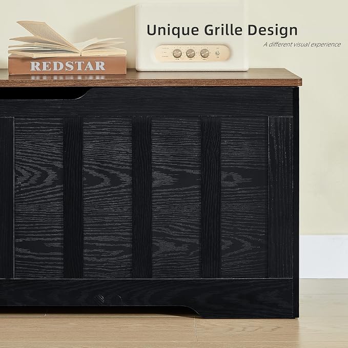 VANKILEY 47.2" Storage Chest Extra Large, Storage Bench.(Black+Brown)