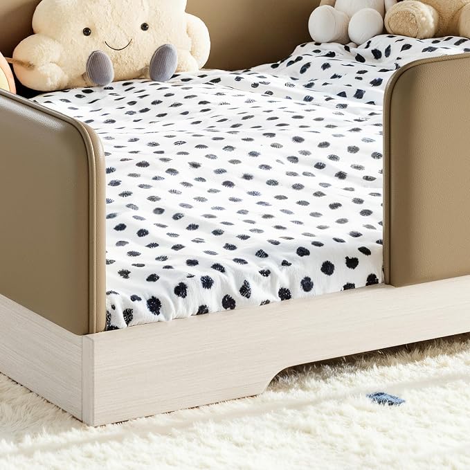 Bellemave Queen Upholstered Montessori Floor Bed Frame with Guardrail,Brown