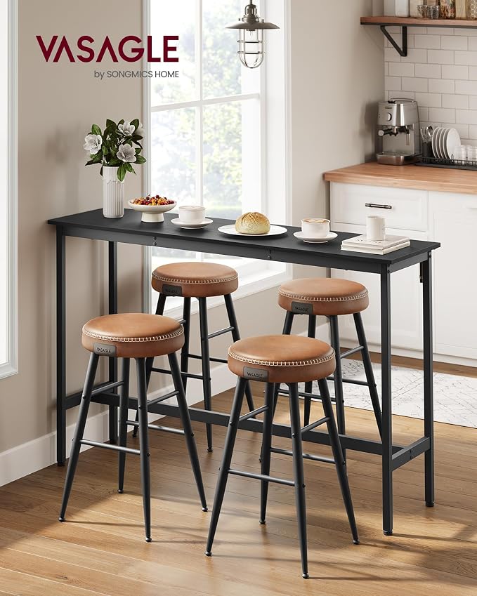 VASAGLE Bar Table, Narrow Long, High Top Pub Table, Steel Frame