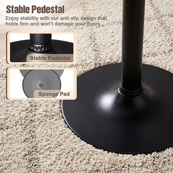 Furmax Bistro Pub Table Round Bar Height Cocktail Table for Home Bar, Round Bar Tables for Party, Dining Room, Living Room and Wedding, Metal Base MDF Top, 40.6 Inch Height (1, Dark Black-1)
