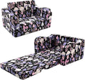 MeMoreCool Kids Couch, Fold Out Sofa Chair with Side Pocket, Mushroom Print