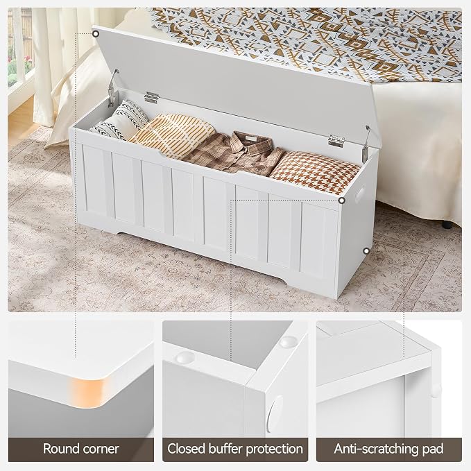 VANKILEY 47.2" Storage Chest Extra Large, Storage Bench.(White)