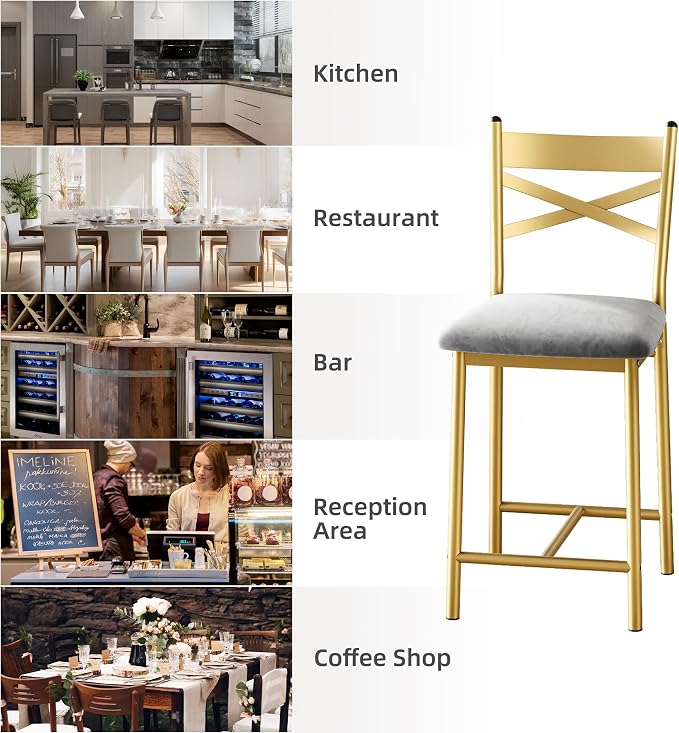 Garvee 26'' Bar Stools Set of 2, Counter Stools with Back & Thick Cushion