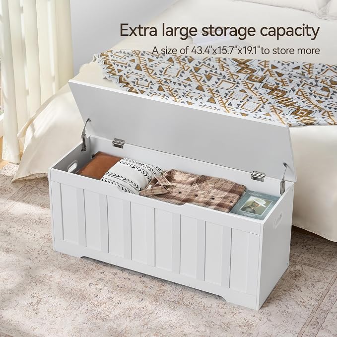 VANKILEY 43.3" Storage Chest Extra Large, Storage Bench.(White)