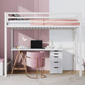 SHA CERLIN Loft Bed Twin Size with Ladder and Guardrail,White
