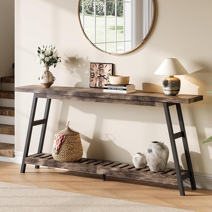 ChooChoo 70.9 Inch Long Console Tables for Entryway, Hallway Table, 2-Tier