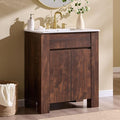 T4TREAM 30 Inch Bathroom Vanity with Sink, Modern Single Sink Bathroom Vanity, Small Bathroom Cabinet with Handle-Free Design, Dark Walnut