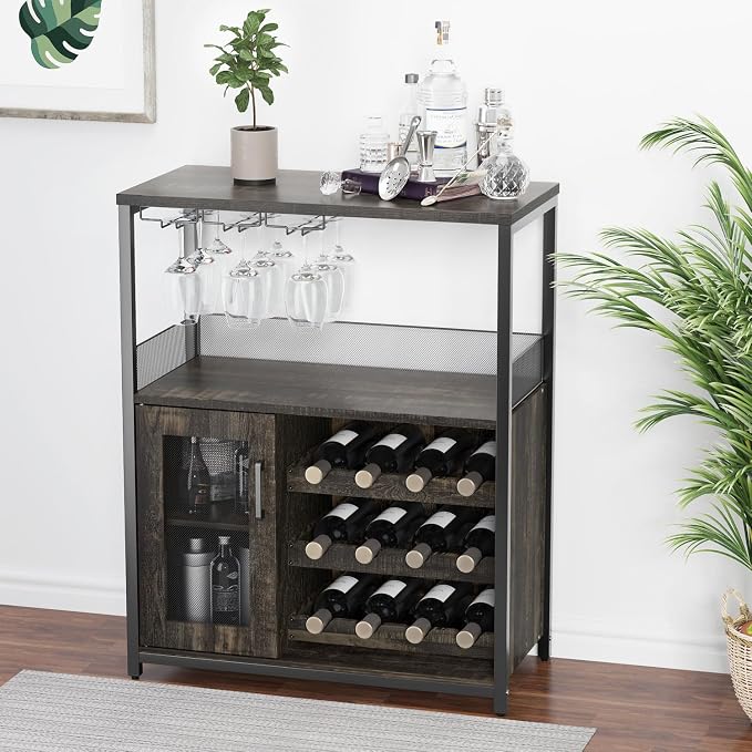 GAOMON Coffee Wine Bar Cabinet with Storage and Detachable Rack