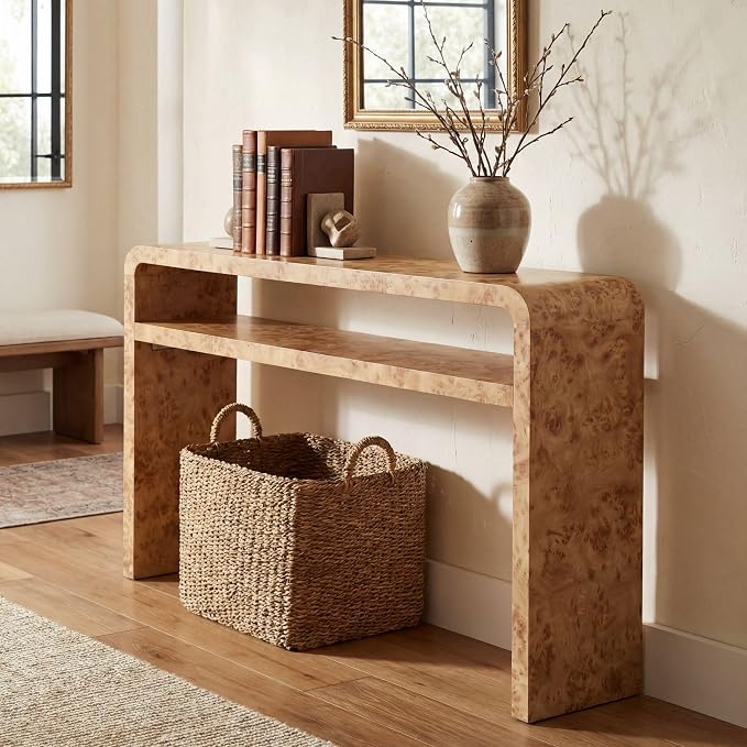 Hyfirm Burl Wood Style Console Table for Entryway, Sofa Table Behind Couch