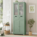 HORSTORS 67" H Bathroom Storage Cabinet, Green Linen Cabinet with Drawers | Freestanding Bathroom Cabinet with Glass Door & Shelf, Modern Tall Storage Cabinet for Bathroom, Living Dining Room, Kitchen