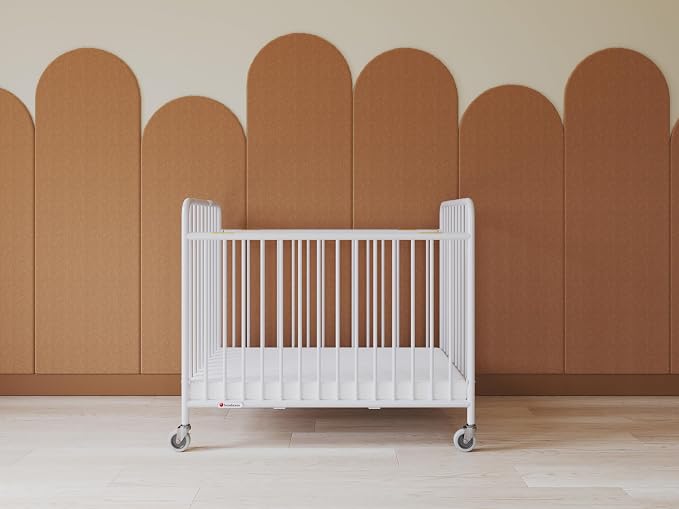 Foundations Stowaway Metal Baby & Toddler Folding Hotel Crib, White