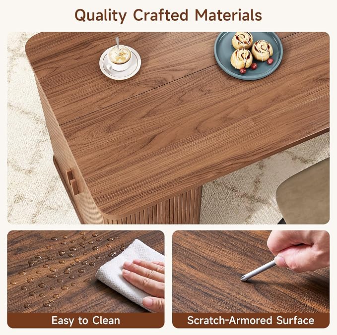 ONBRILL 61 Inch Fluted Kitchen Island with Storage Walnut
