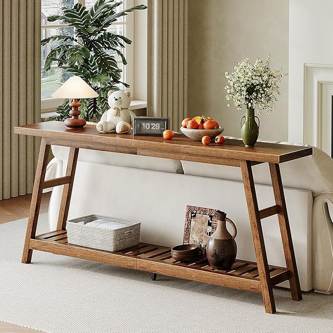 ChooChoo 70.9 Inch Long Console Tables for Entryway, Hallway Table, 2-Tier