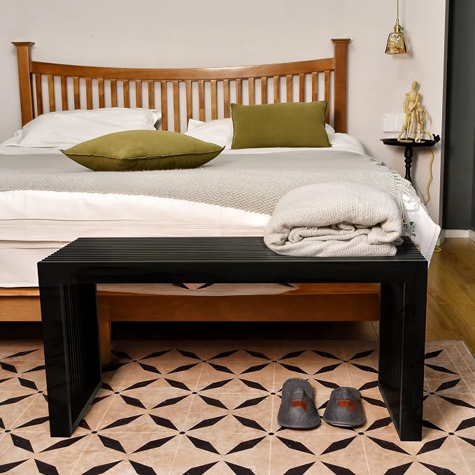 APRTAT Bamboo Dining Bench 35 Inch Indoor Wooden Shoe Benches for Entryway