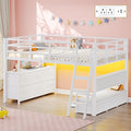 Dnxao Low Loft Bed Twin Size with 9 Storage Drawers and Desk for Kids,White