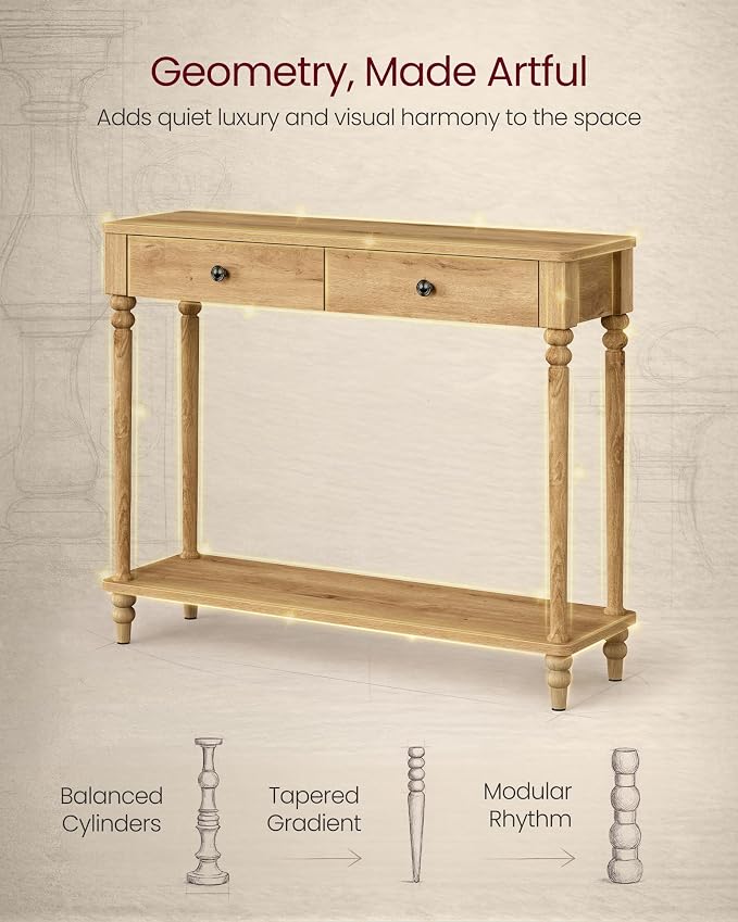 VASAGLE 39.3"Console Table, Narrow Entryway Sofa Table with Solid Wood Legs