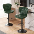 Nalupatio Modern Bar Stools Set of 2, Adjustable Faux Leather Upholstered Swivel Bar Stools, Counter Height Bar Chairs with Back for Kitchen Island, Green