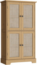 ChooChoo Bathroom Floor Cabinet with Adjustable Shelves | Bathroom Storage Cabinet, 4 Doors, Freestanding Cupboard for Living Room, Rustic Oak