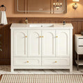LUMISOL 48 Inch Bathroom Vanity with Sink, Freestanding Bathroom Vanity Cabinet with 4 Soft-Close Doors & 2 Drawers, Modern Painted Vanity with Single Resin Sink, White