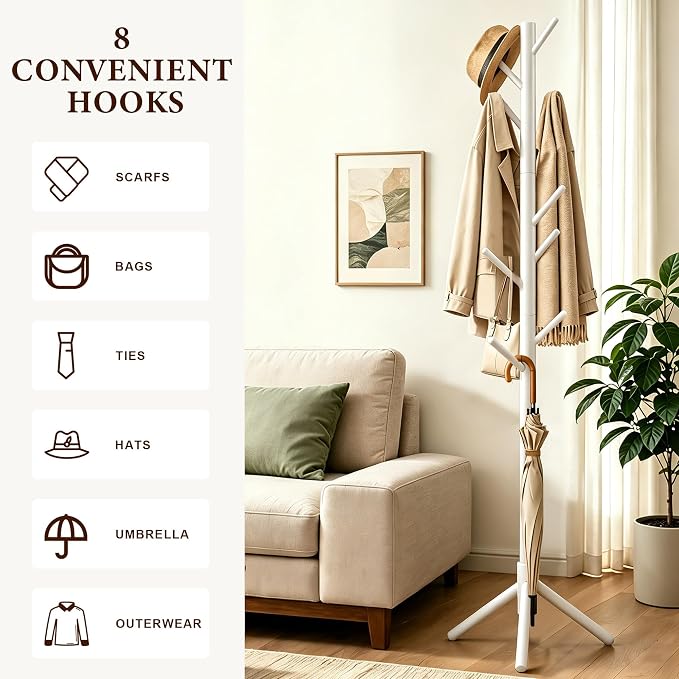 Wooden Coat Rack Freestanding