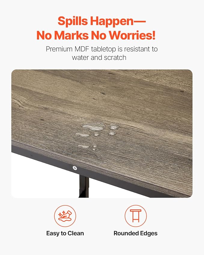 VEVOR Bar Table, Sturdy Metal Frame High Top Pub Table, Small Kitchen Dining, Cocktail Coffee Counter Bar Height Desk, Easy to Assemble, 24x24x36 in, for Living Room Party, Rustic Brown and Black