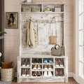 Itaar Hall Tree, Storage Bench, Shoe Rack for Entryway, Hall Tree with Bench and Adjustable Shoe Storage, Vintage White