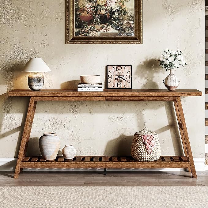 ChooChoo 70.9 Inch Long Console Tables for Entryway, Hallway Table, 2-Tier