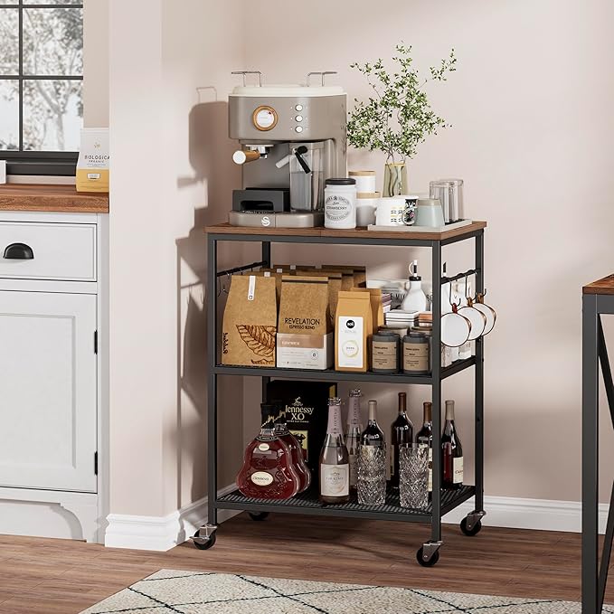 Homleke 3-Tier Rolling Kitchen Microwave Cart, Utility Cart