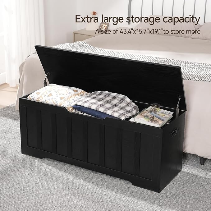 VANKILEY 47.2" Storage Chest Extra Large, Storage Bench(Black)