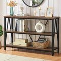 Entryway Console Table, 3 Tier Entry Table with Open Shelves, Brown, 47 IN