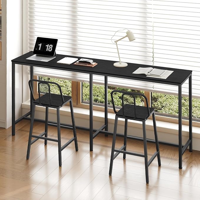 YATINEY 70.8" Long Bar Table, Counter Bar Height Table, High Top Table, Rectangular Hightop Bar Pub, for Kitchen, Living Room, Entryway, Black BT08BB