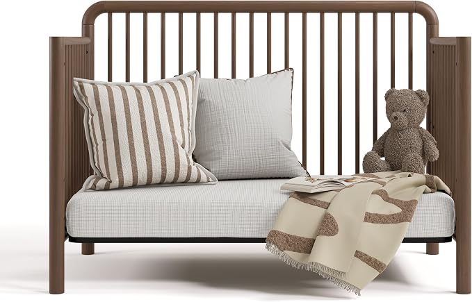 Storkcraft Porto 5-in-1 Convertible Crib with Toddler Guardrail, Hazelnut