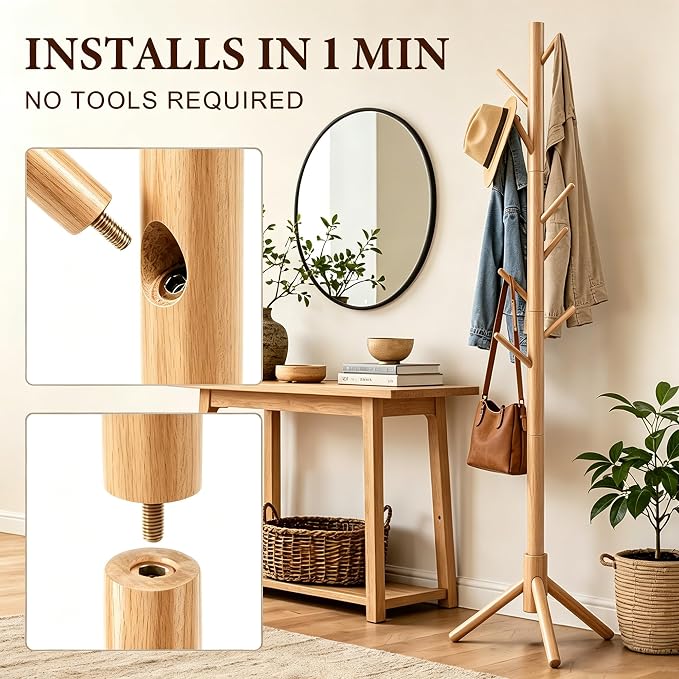 Wooden Coat Rack Freestanding