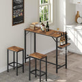 MAHANCRIS Bar Table, 35.4-Inch Counter Height Pub Table with Charging Station, Rectangular Dining Table with Wine Rack and Glass Holder, High Top Cocktail Tables, for Kitchen (Only Table)