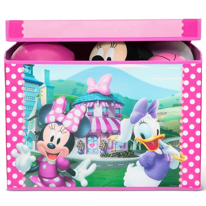 Delta Children Disney Minnie Mouse 4-Piece Toddler Room-in-a-Box Set – Includes Sleep and Play Toddler Bed, Table, 1 Chair and Toy Box, Pink