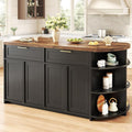 HSH 63 Inch Large Kitchen Island with Storage and Seating, Rustic Brown