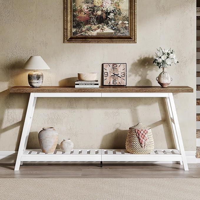 ChooChoo 70.9 Inch Long Console Tables for Entryway, Hallway Table, 2-Tier