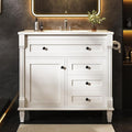 LIKIMIO 36 Inch Bathroom Vanity with Sink, Adjustable Solid Wood Legs | Modern Bathroom Storage Cabinet with Towel Holder, Tip-Out Drawer, 2 Drawers & Adjustable Shelf, Nature