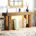 Unikito 63" Console Table with Sensor Light and Oulets, Natural Oak