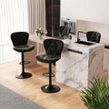 Nalupatio Modern Bar Stools Set of 4, Adjustable Faux Leather Upholstered Swivel Bar Stools, Counter Height Bar Chairs with Back for Kitchen Island, Black