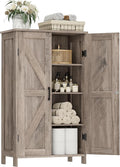 Homleke 43.3" H Farmhouse Bathroom Storage Cabinet with Adjustable Shelves | Freestanding Storage Cabinet with Barn Doors for Bathroom, Kitchen, Living Room, Dining Room & Entryway, Greige