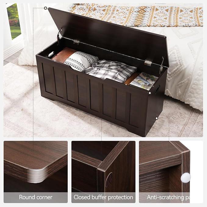VANKILEY 43.3" Storage Chest Extra Large, Storage Bench.(Espresso).